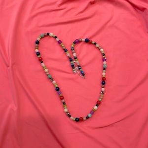36” multicolor natural stone necklace with sterling clasp